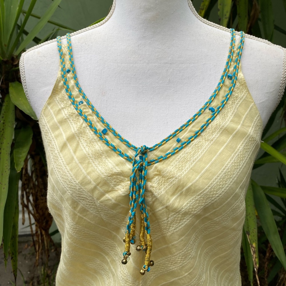 Yellow Turquoise Tassel Top